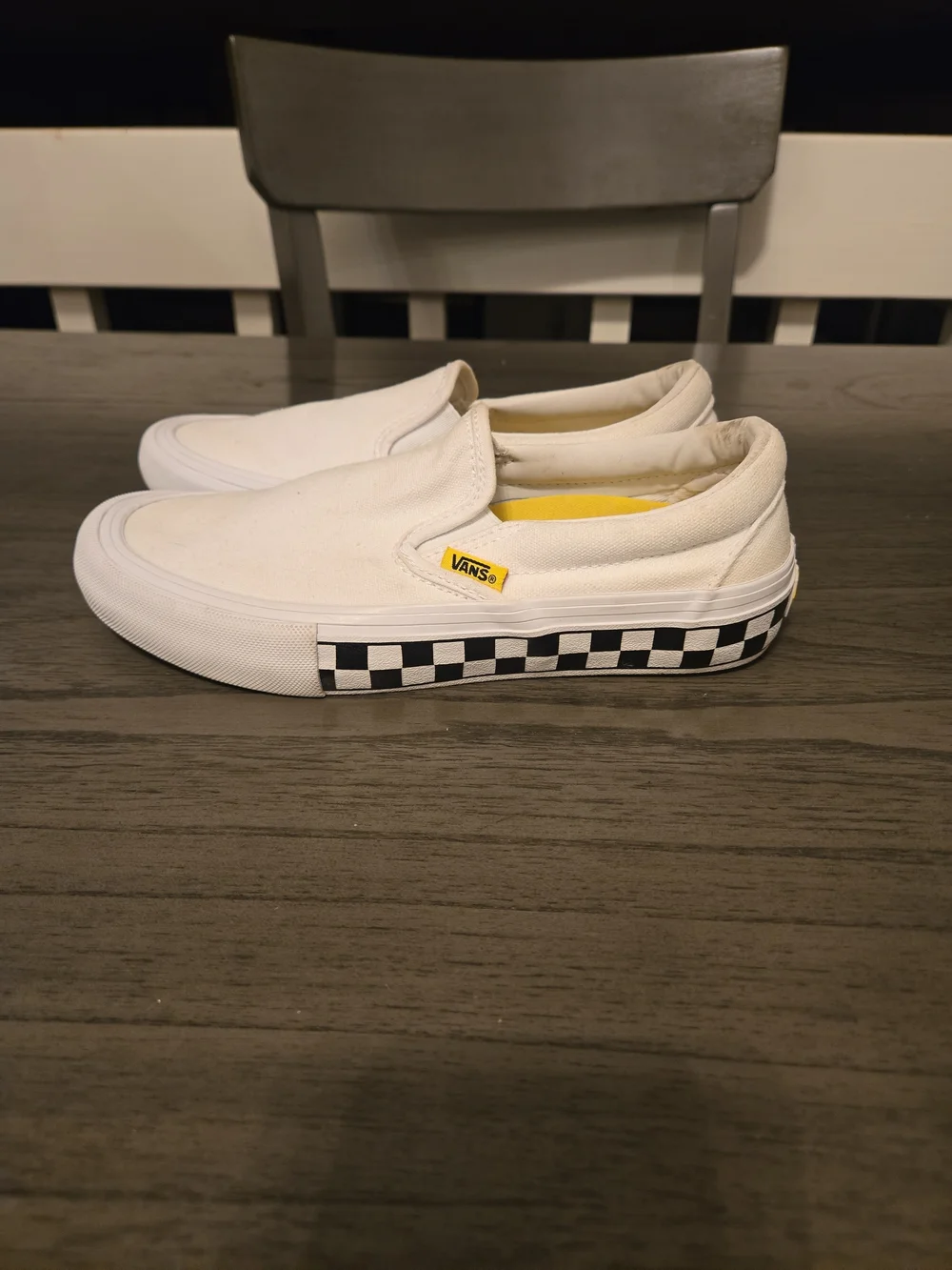 Vans Kids Classic Slip-On Checkerboard Low Top - White